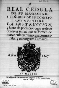 Instruccion i Fuero Nuevas Poblaciones 1767
